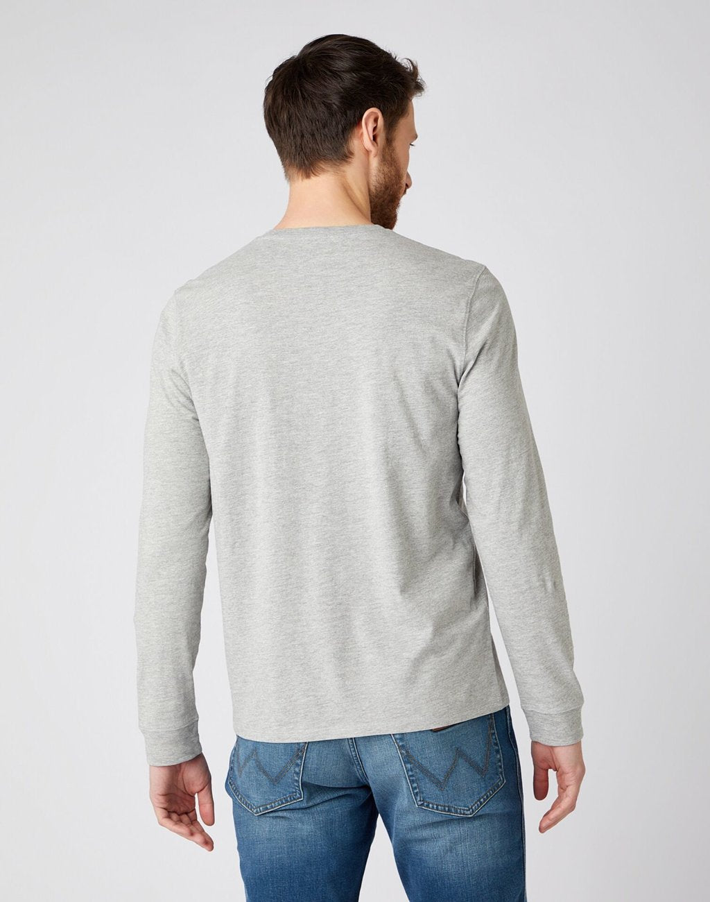 WRANGLER LS BIKER TEE MĘSKA KOSZULKA Z DŁUGIM RĘKAWEM MID GREY MEL W7K5D3X37 112141568