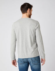 WRANGLER LS BIKER TEE MĘSKA KOSZULKA Z DŁUGIM RĘKAWEM MID GREY MEL W7K5D3X37 112141568