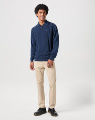 Wrangler Męski Sweter LS Polo Sweater z Kołnierzykiem Klasyczny Black Iris 112350517 W8F1017555