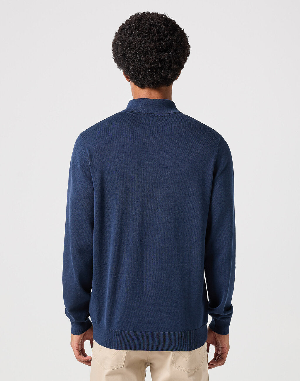 Wrangler Męski Sweter LS Polo Sweater z Kołnierzykiem Klasyczny Black Iris 112350517 W8F1017555