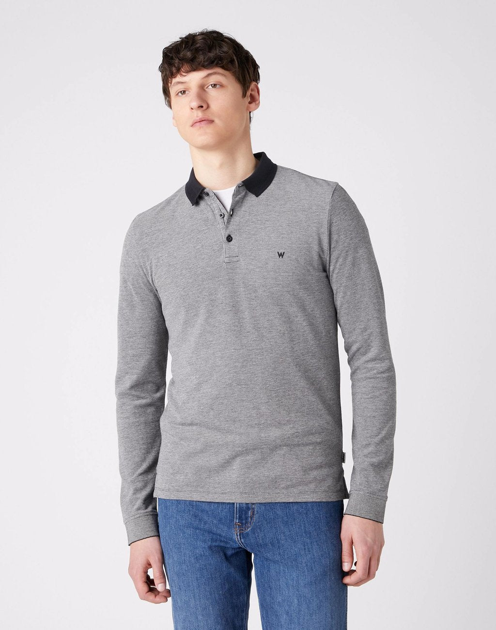 WRANGLER LS REFINED POLO MĘSKA KOSZULKA BLACK W7F9KH100 112131817
