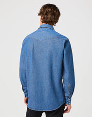 WRANGLER LS WESTERN SHIRT MĘSKA KOSZULA ELEGANCKA BARREL BLUE 112350488 W556015512