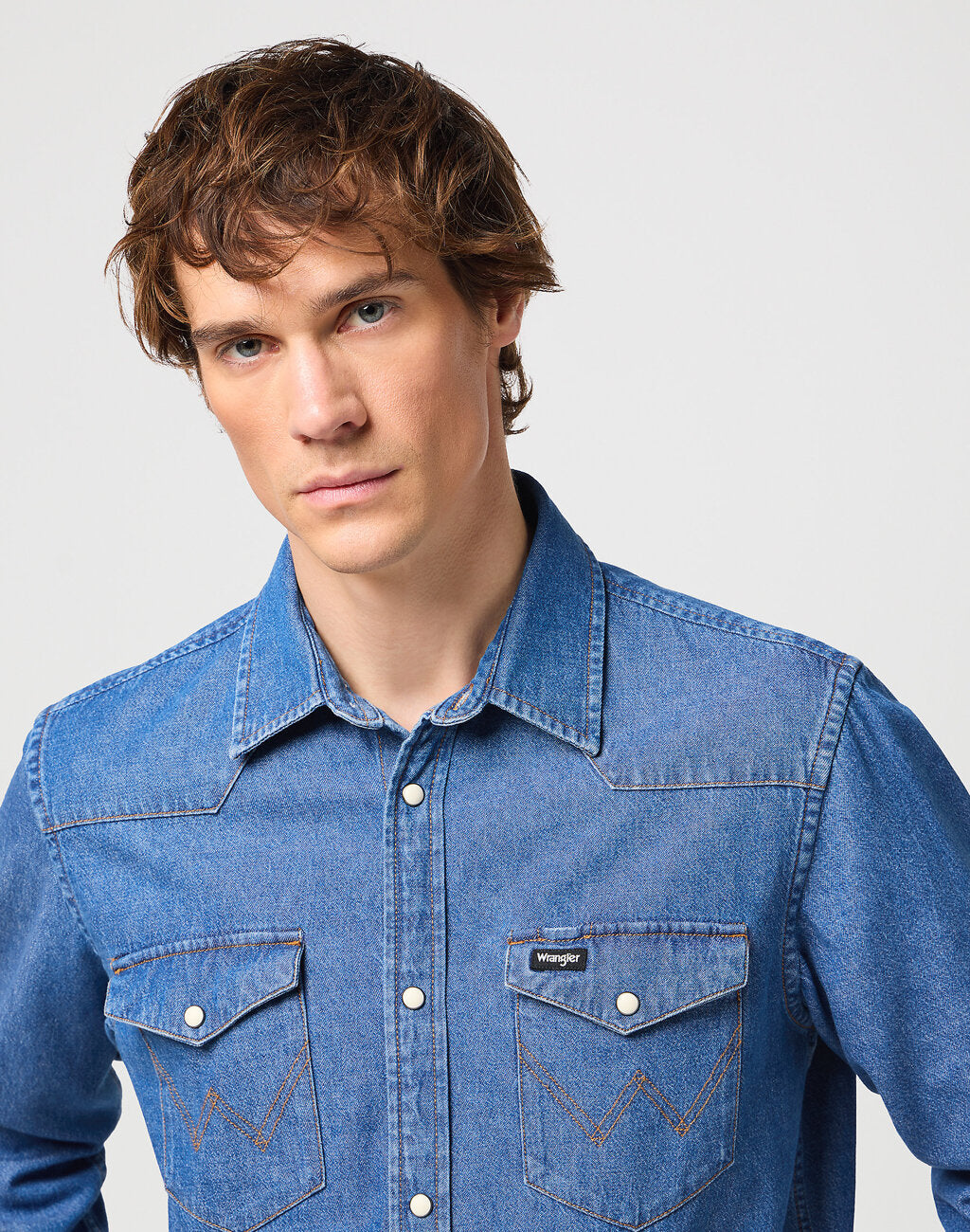 WRANGLER LS WESTERN SHIRT MĘSKA KOSZULA ELEGANCKA BARREL BLUE 112350488 W556015512