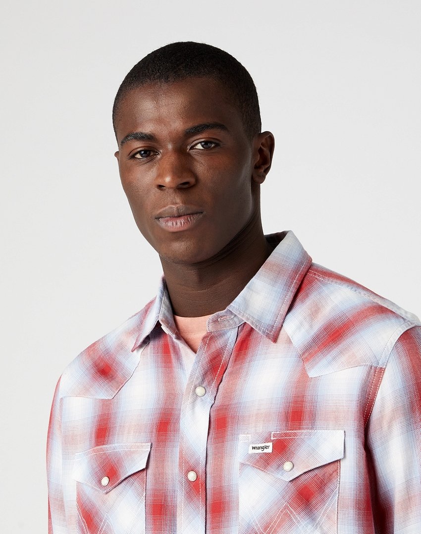 WRANGLER LS WESTERN SHIRT MĘSKA KOSZULA W KRATĘ DŁUGI RĘKAW FLAME RED W5A0BJR06 112146085