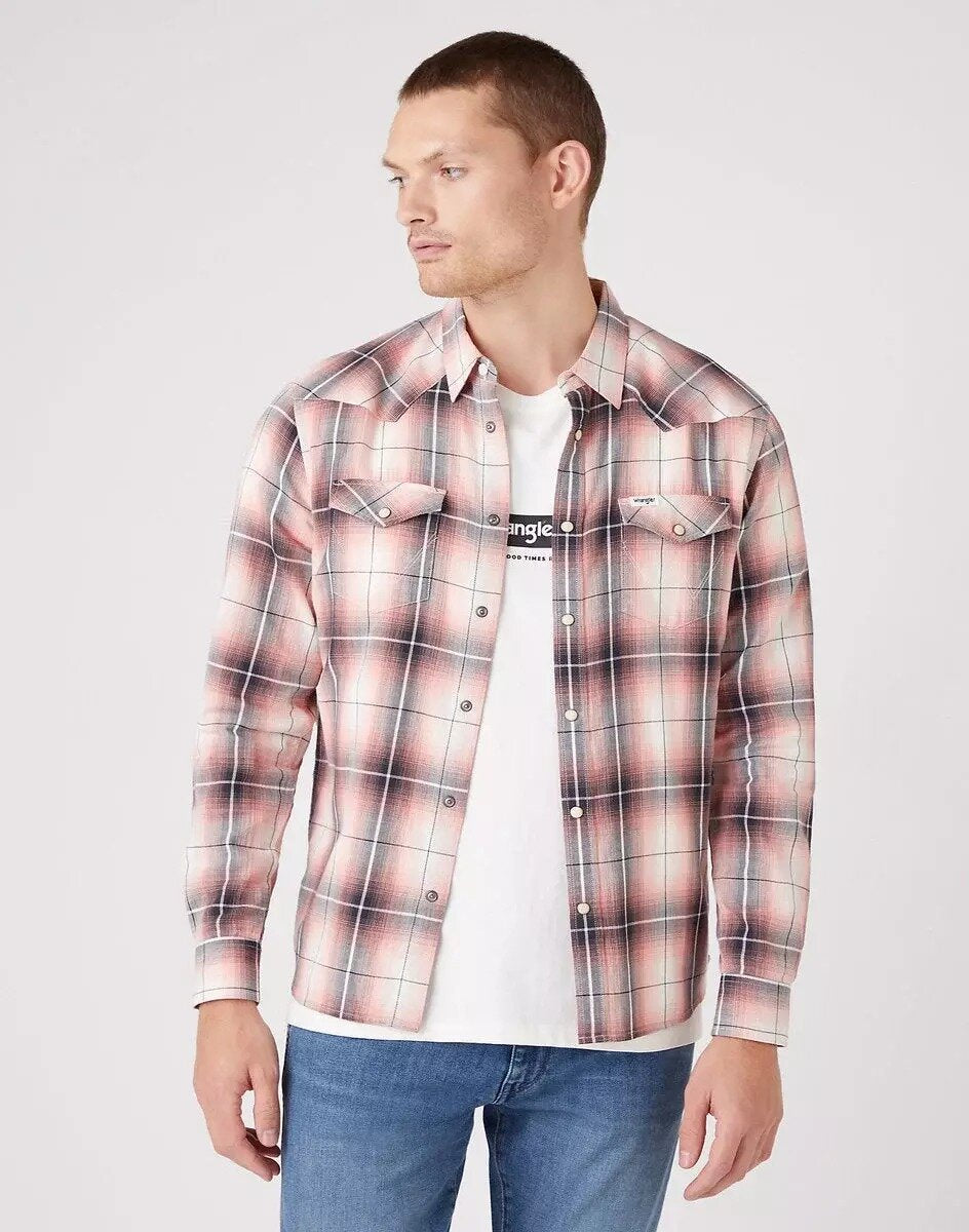 WRANGLER LS WESTERN SHIRT MĘSKA KOSZULA W KRATĘ LANTANA CORAL W5A02LP42 112146083