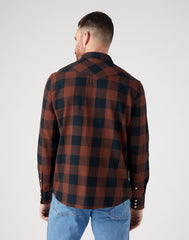 WRANGLER LS WESTERN SHIRT MĘSKA KOSZULA Z DŁUGIM RĘKAWEM W KRATĘ KRATA POTTING SOIL W5566VH44