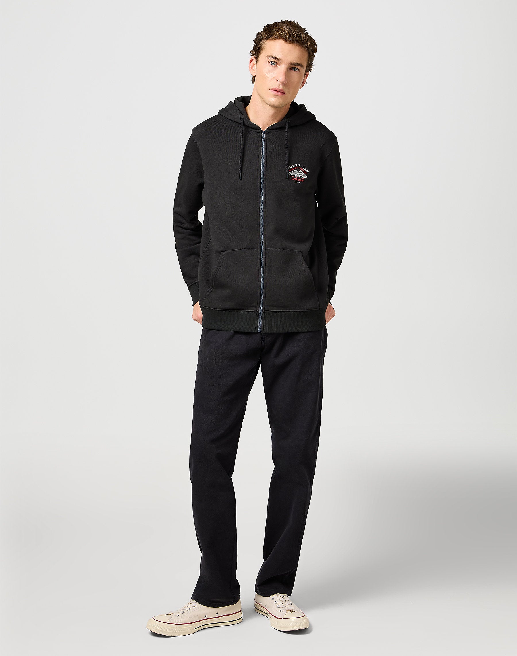 Wrangler Męska Bluza Graphic Zip Hoodie Faded Black 112362888