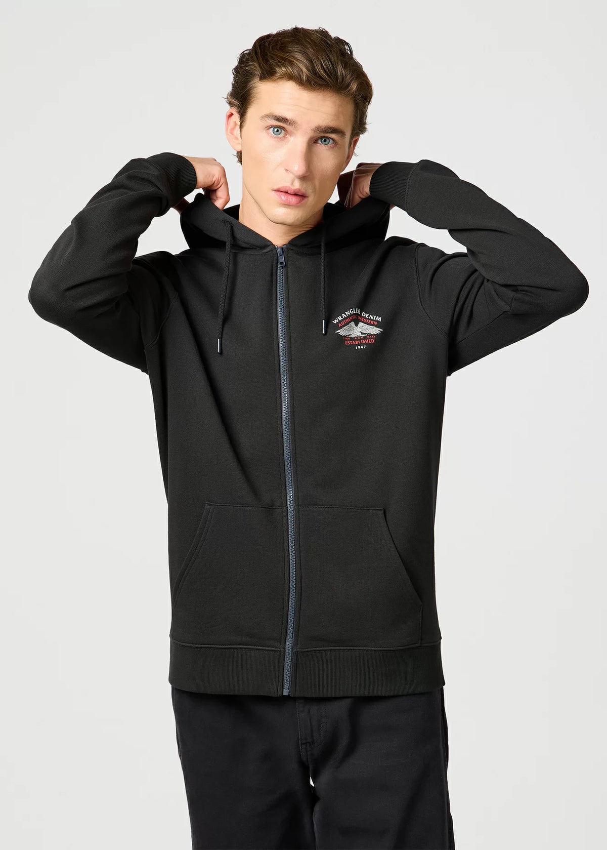 Wrangler Męska Bluza Graphic Zip Hoodie Faded Black 112362888