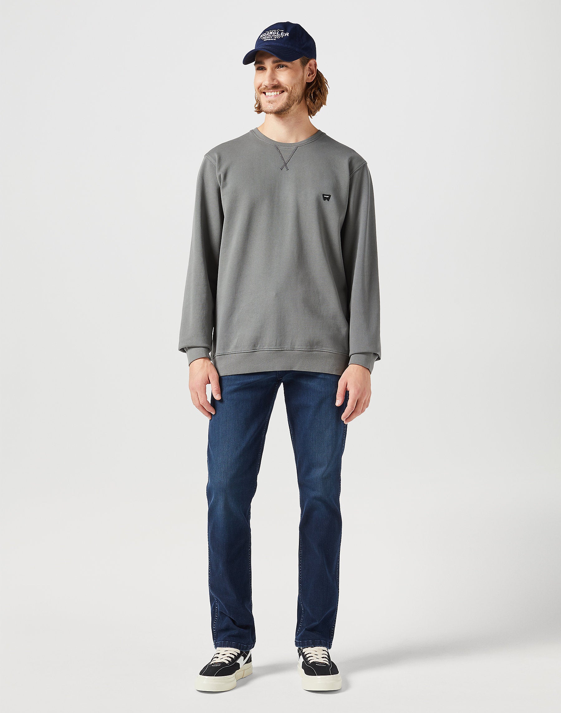 WRANGLER MĘSKA BLUZA WRANGLER SIGN OFF CREW GUN METAL 112350537
