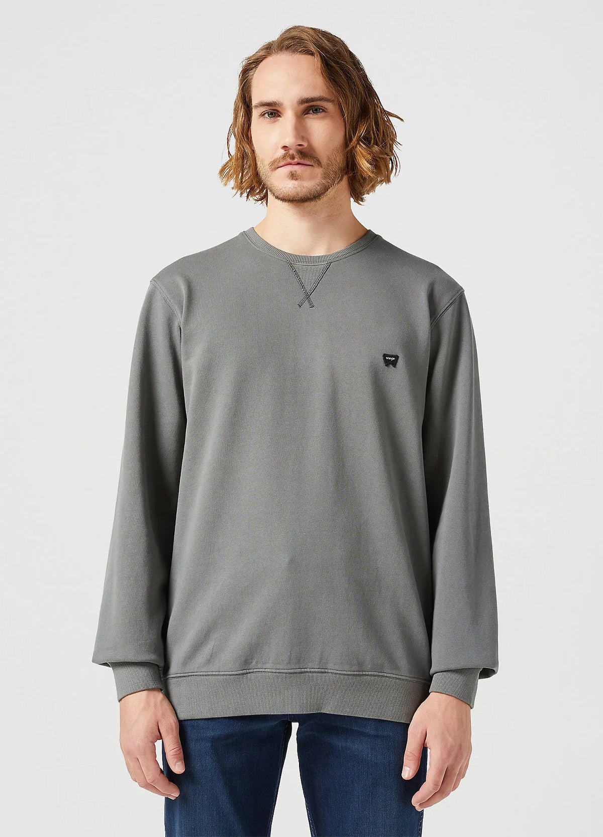 WRANGLER MĘSKA BLUZA WRANGLER SIGN OFF CREW GUN METAL 112350537