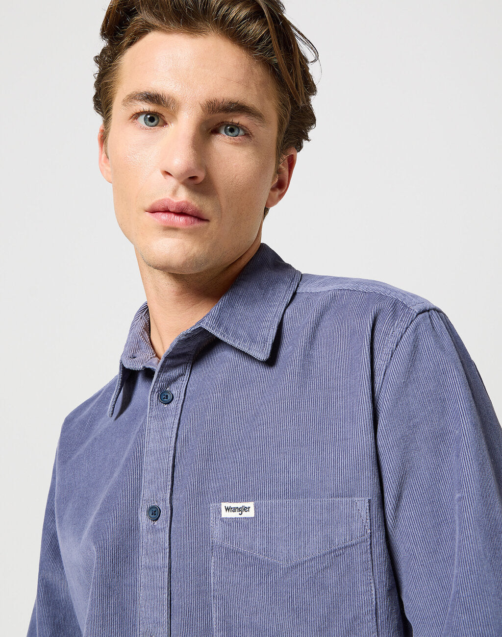 WRANGLER MĘSKA KOSZULA 1 PKT CORDUROY SHIRT Grisaille 112357218 W5L0008823