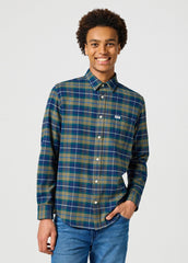WRANGLER MĘSKA KOSZULA 1 PKT FLANNEL SHIRT DUSTY OLIVE 112356769 W564017359
