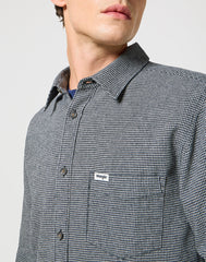 WRANGLER MESKA KOSZULA 1 PKT FLANNEL SHIRT GREY BLACK 112357253 W564008853