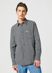 WRANGLER MESKA KOSZULA 1 PKT FLANNEL SHIRT GREY BLACK 112357253 W564008853
