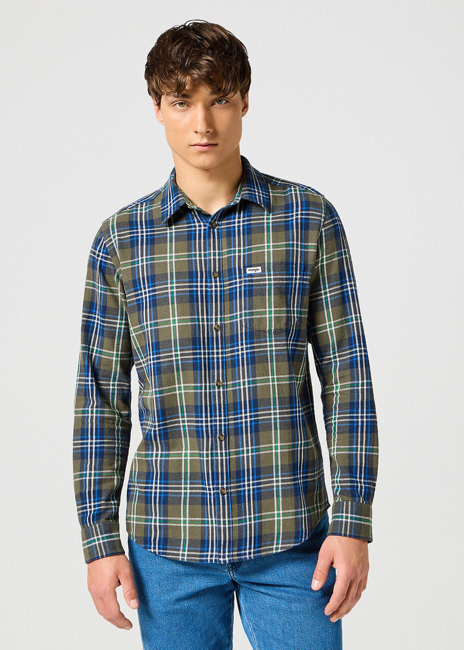 WRANGLER MĘSKA KOSZULA 1 PKT SHIRT GREEN BLUE 112357239 W5X2017986