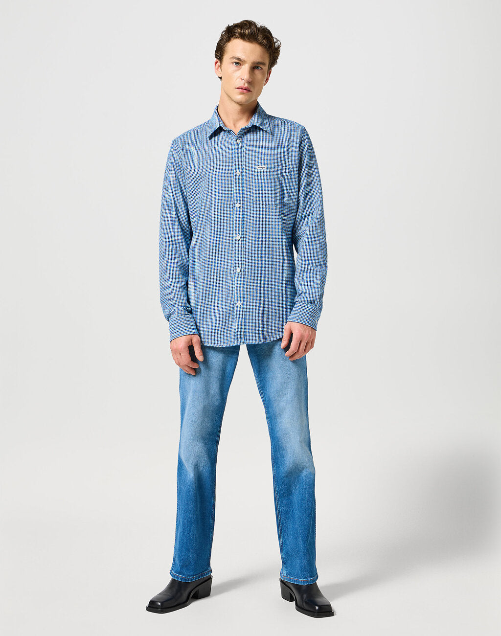 WRANGLER MĘSKA KOSZULA 1 PKT SHIRT WRANGLER BLUE 112357232 W5X2018059