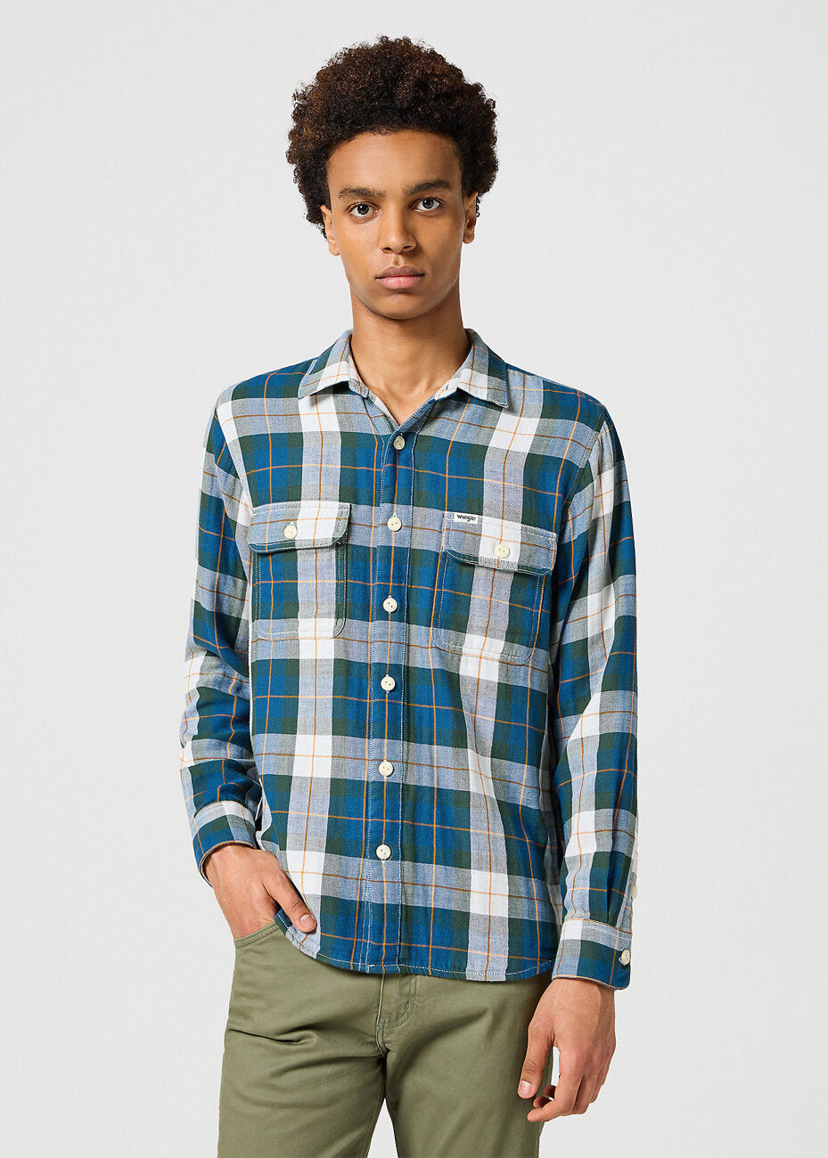 WRANGLER MĘSKA KOSZULA 2 PKT SHIRT GREEN 112357974 W5K7016823