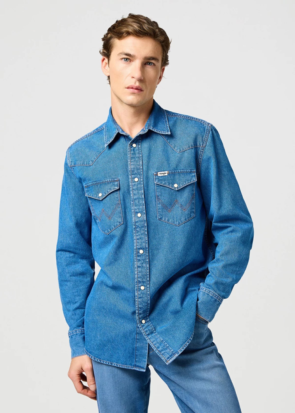 WRANGLER MĘSKA KOSZULA JEANSOWA WRANGLER WESTERN SHIRT COOL MEDIUM 112362373