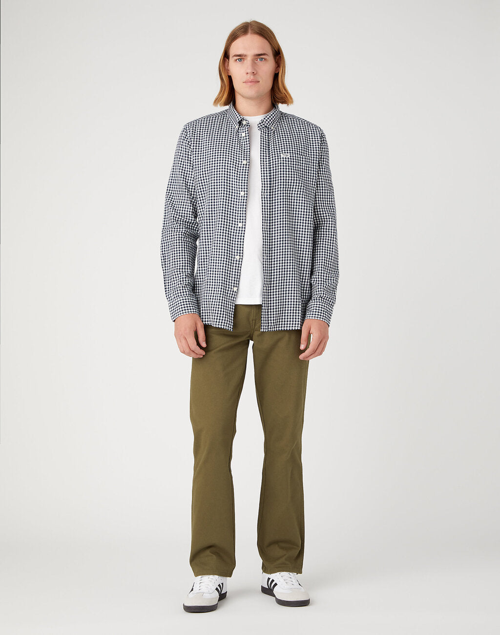WRANGLER MĘSKA KOSZULA LS 1 PKT BUTTON DOWN NAVY 112345377 W5B1011976