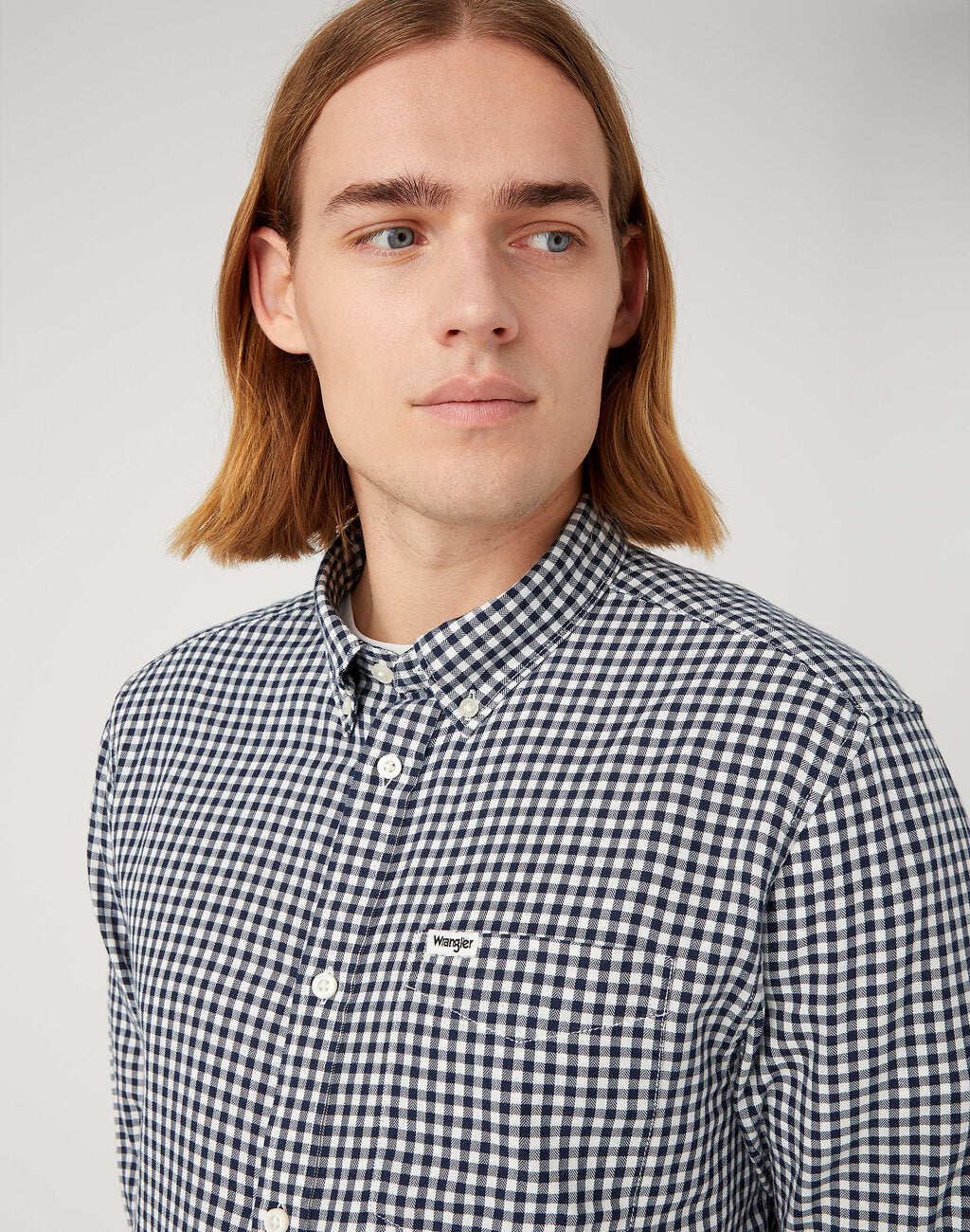 WRANGLER MĘSKA KOSZULA LS 1 PKT BUTTON DOWN NAVY 112345377 W5B1011976