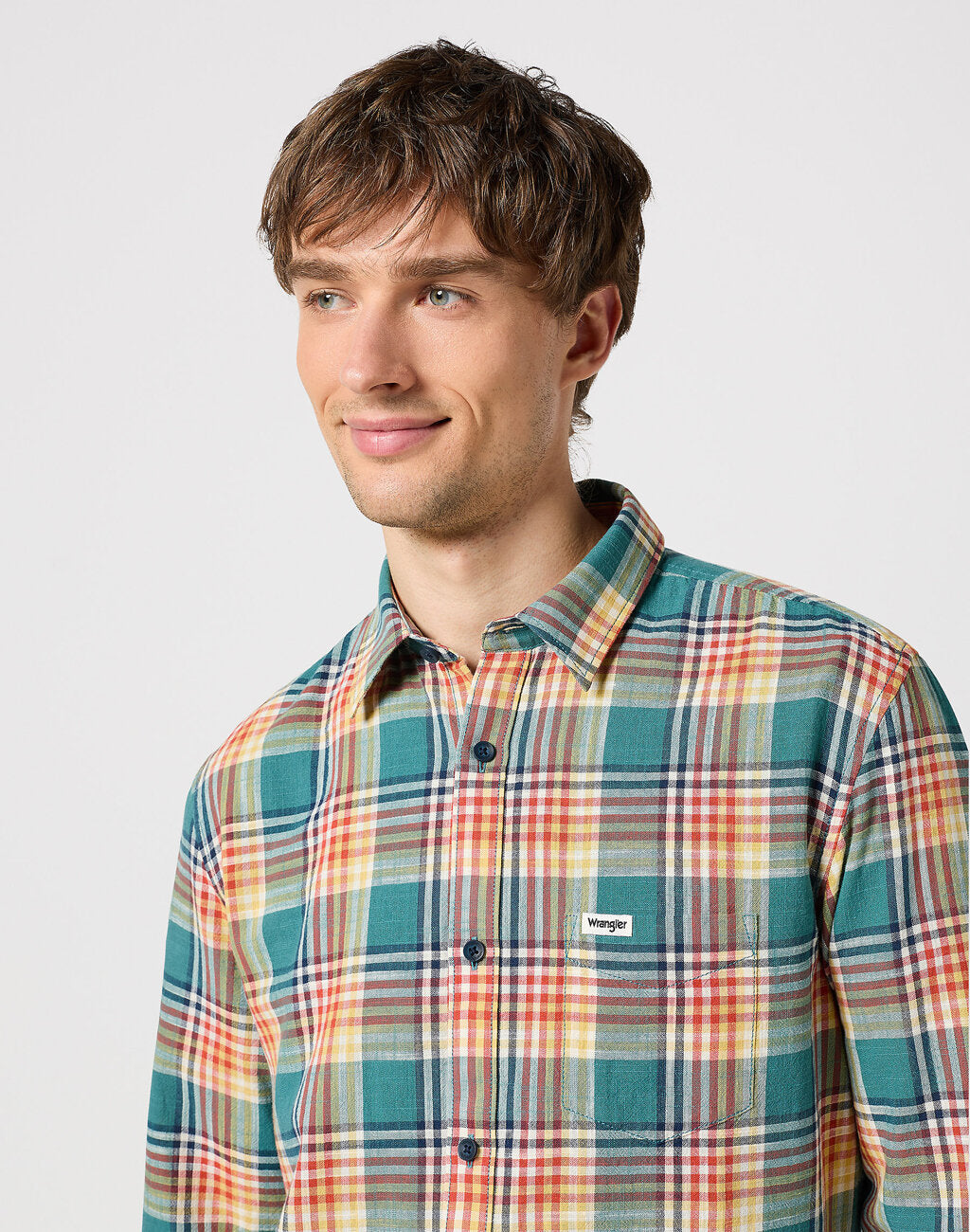 WRANGLER MĘSKA KOSZULA LS 1 PKT SHIRT HYDRO 112350493 W5A9017037