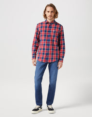 WRANGLER MĘSKA KOSZULA LS 1 PKT SHIRT RED INDIGO 112350396 W5A9017325