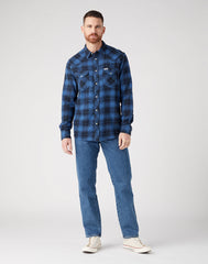WRANGLER MĘSKA KOSZULA LS WESTERN SHIRT FEDERAL BLUE 112341162 W556015591