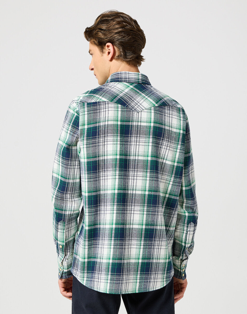 WRANGLER MĘSKA KOSZULA WESTERN SHIRT GREEN BLUE 112357242 W5B4017986