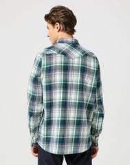 WRANGLER MĘSKA KOSZULA WESTERN SHIRT GREEN BLUE 112357242 W5B4017986