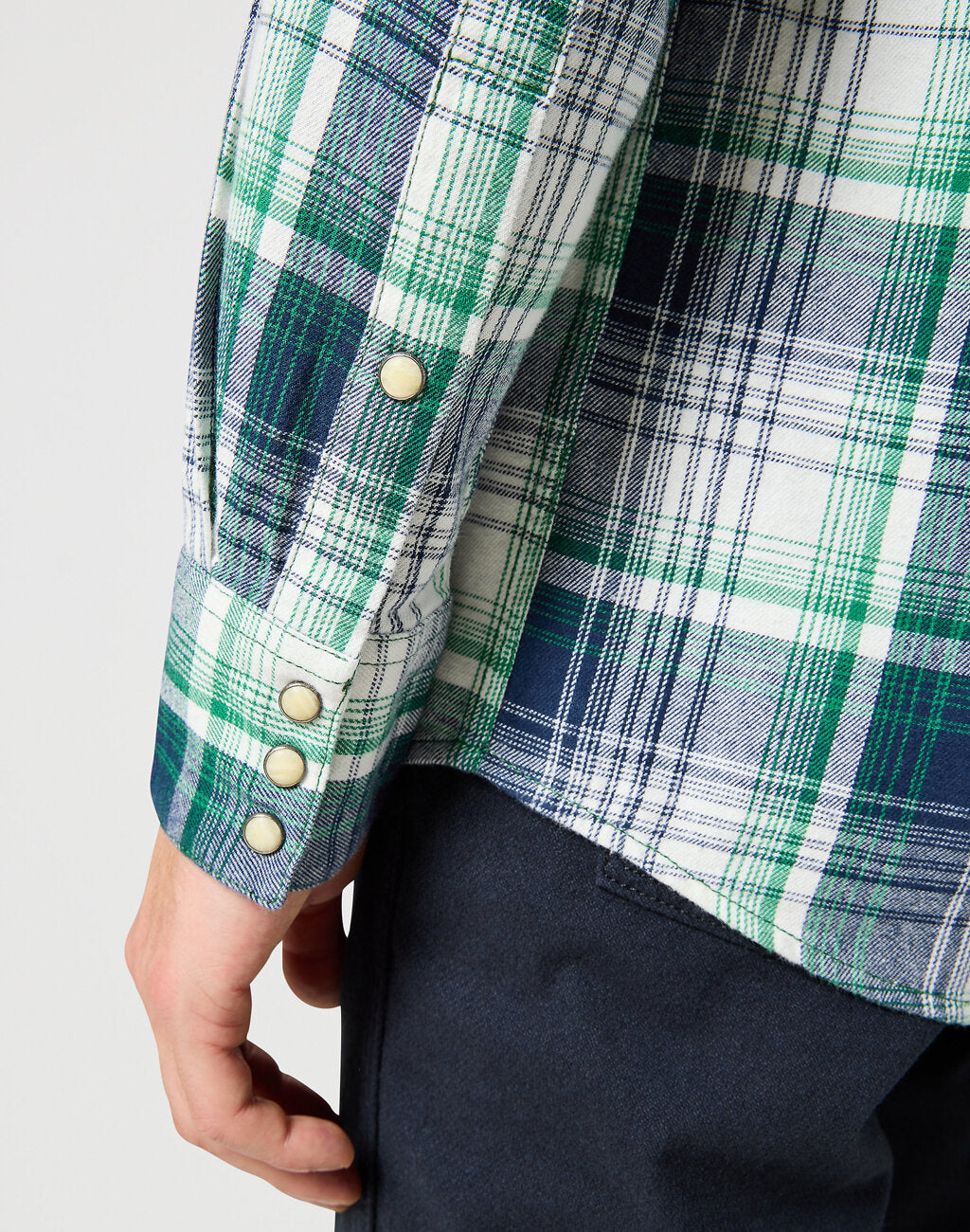 WRANGLER MĘSKA KOSZULA WESTERN SHIRT GREEN BLUE 112357242 W5B4017986