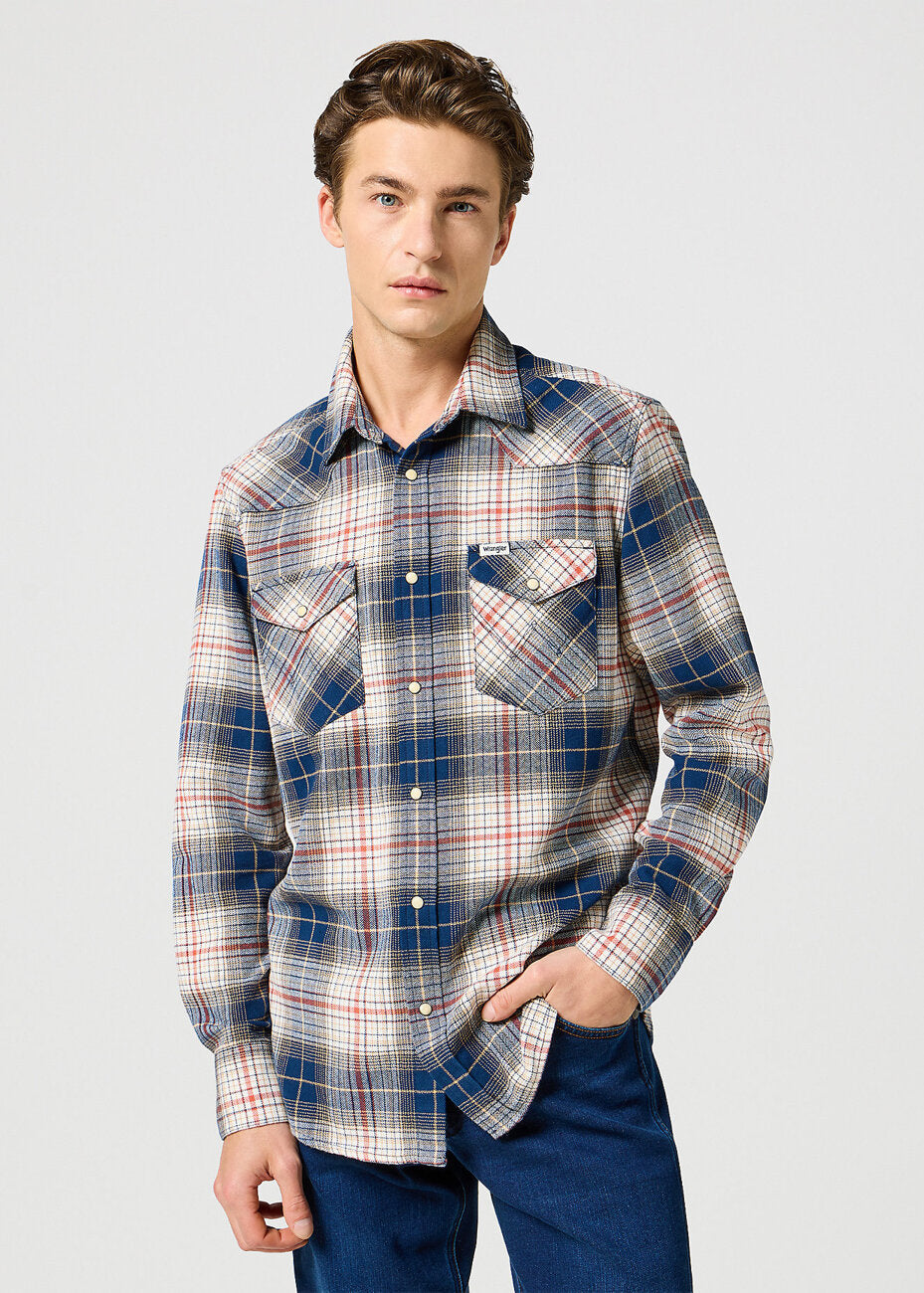 WRANGLER MĘSKA KOSZULA WESTERN SHIRT NAVY RED 112357248 W5B4008852