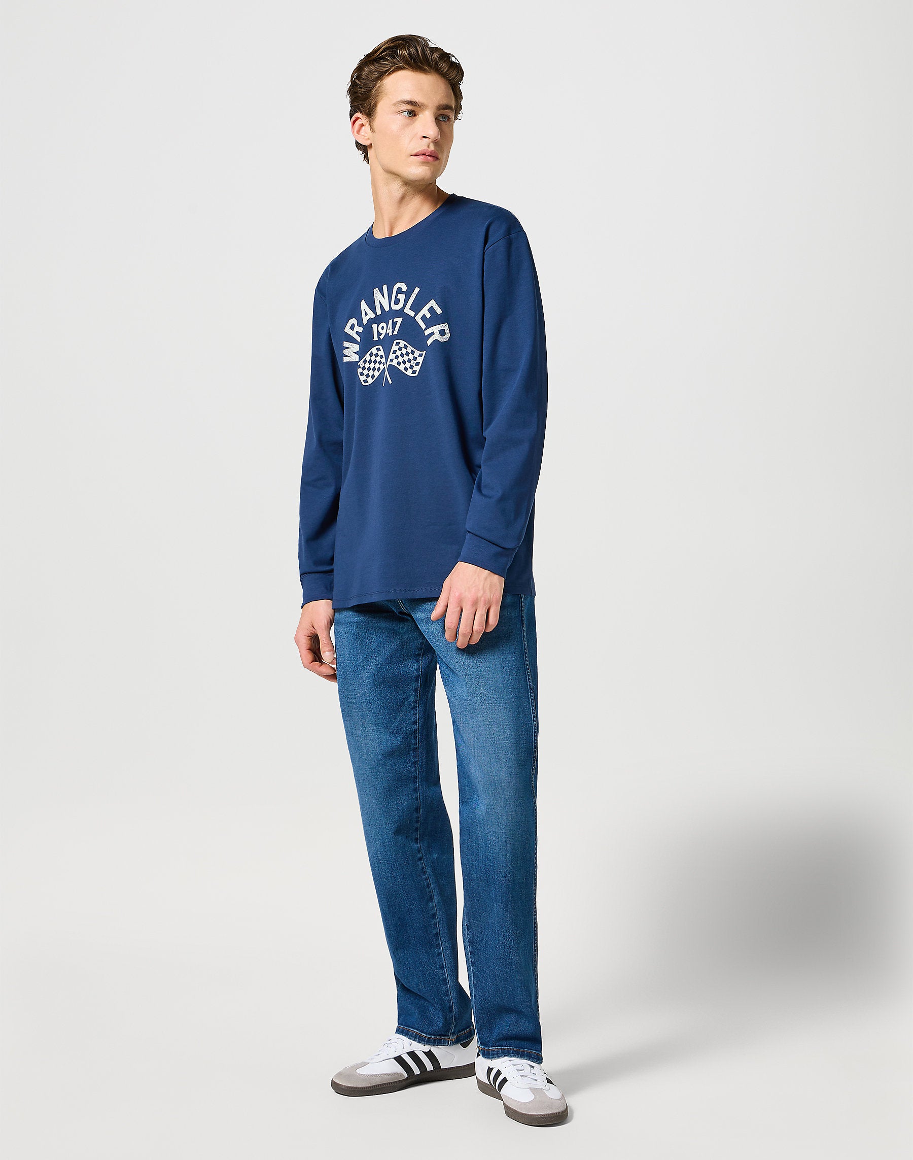 WRANGLER MĘSKA KOSZULKA LS GRAPHIC TEE NAVY 112357447