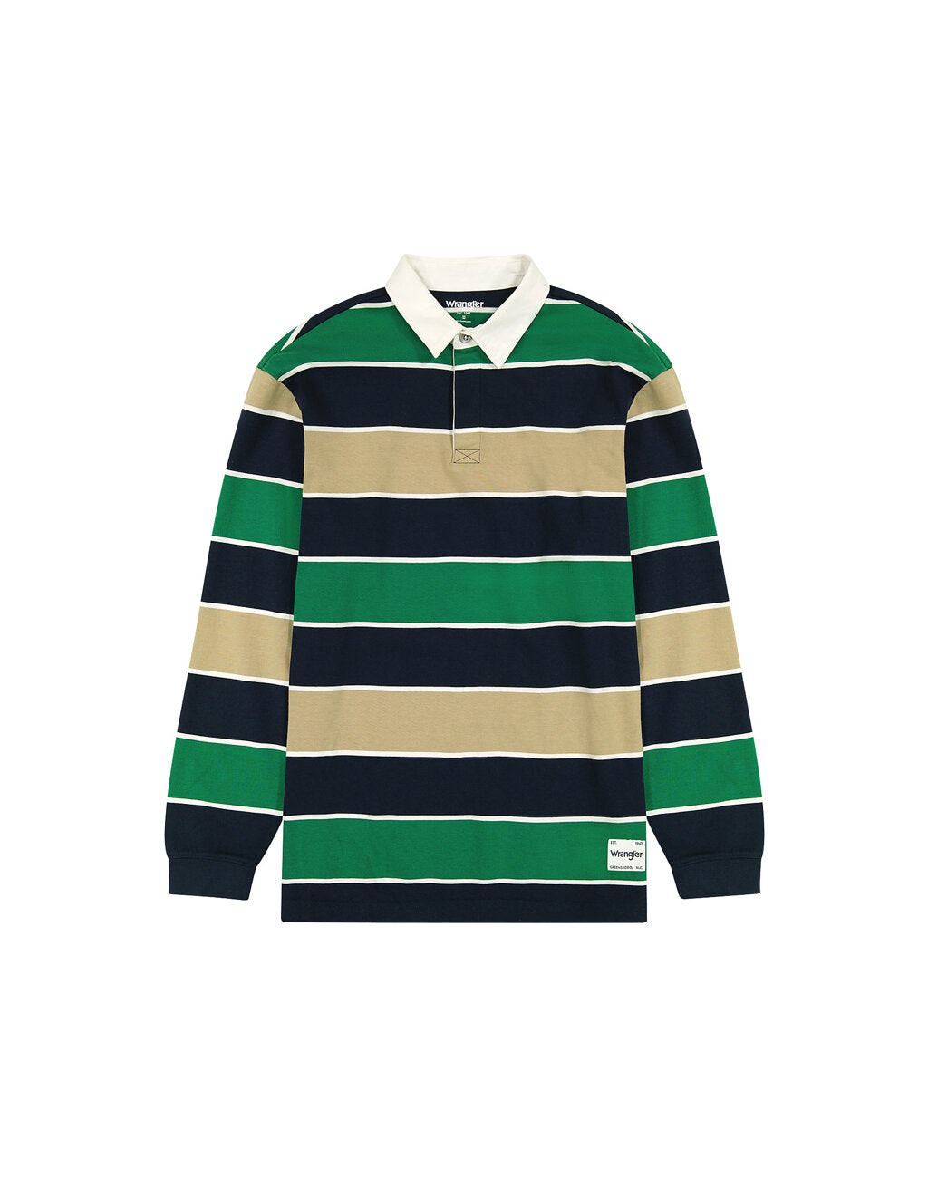 WRANGLER MĘSKA KOSZULKA LS RUGBY POLO NAVY STRIPE 112357371 W7B6014008