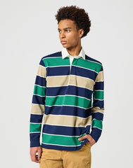 WRANGLER MĘSKA KOSZULKA LS RUGBY POLO NAVY STRIPE 112357371 W7B6014008
