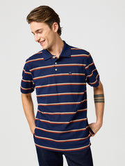 Wrangler Męska Koszulka Stripe Polo Shirt Navy 112362827