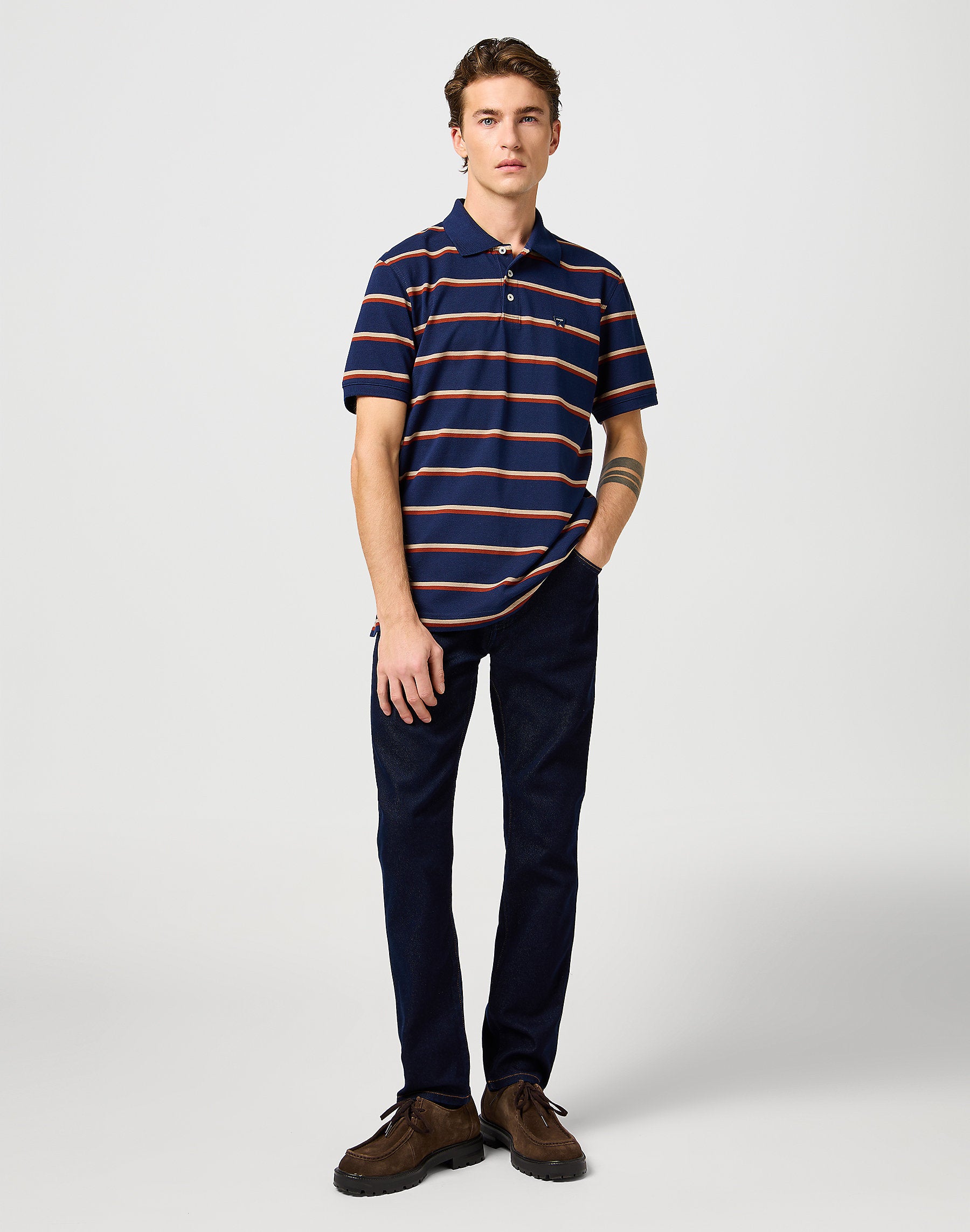 Wrangler Męska Koszulka Stripe Polo Shirt Navy 112362827