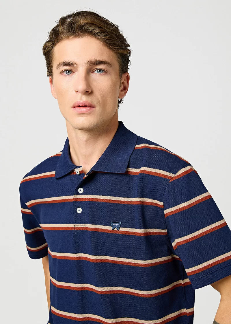 Wrangler Męska Koszulka Stripe Polo Shirt Navy 112362827
