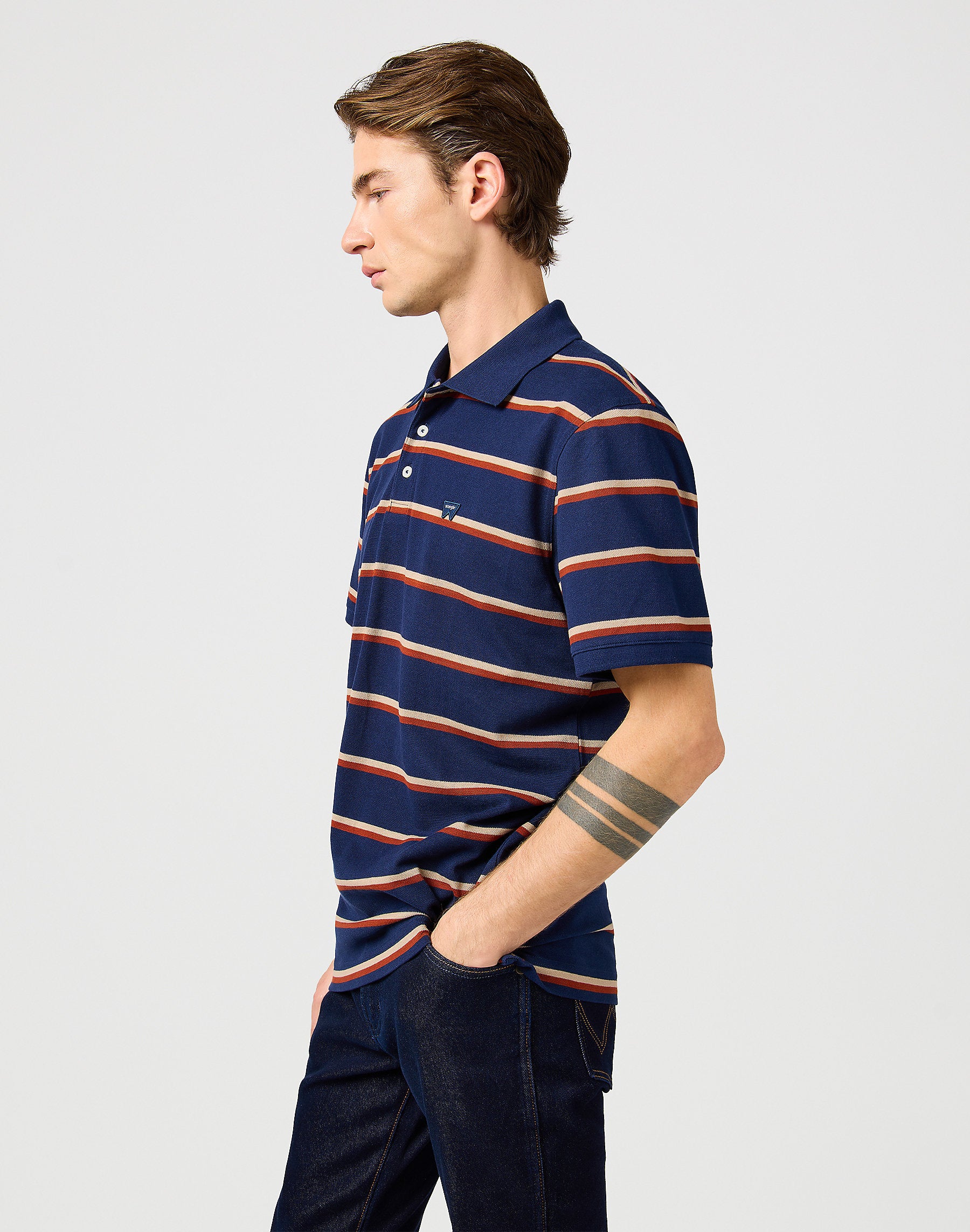 Wrangler Męska Koszulka Stripe Polo Shirt Navy 112362827