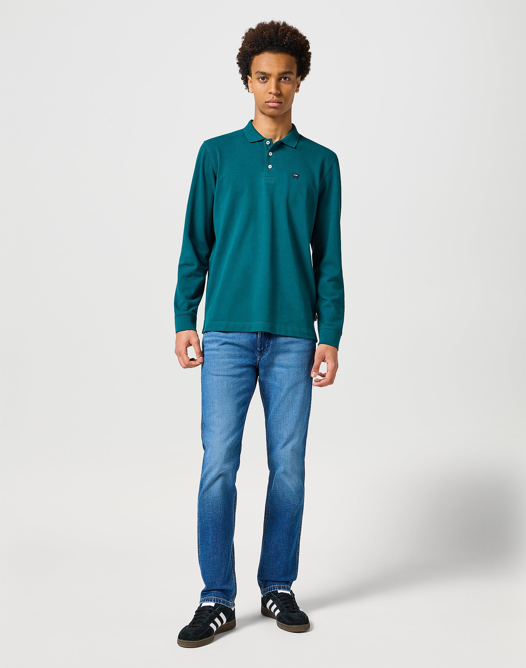 WRANGLER MĘSKA KOSZULKA WRANGLER LS POLO DEEP TEAL 112355058