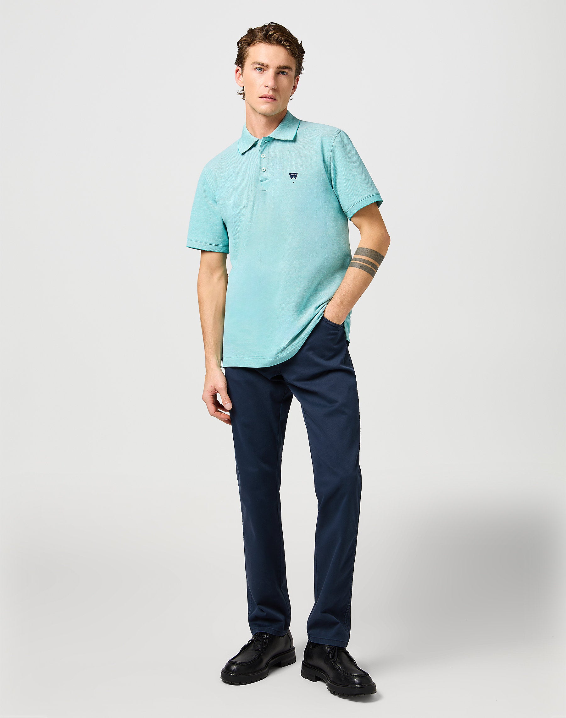 Męska Koszulka Polo Wrangler Refined Polo Shirt Teal 112362834