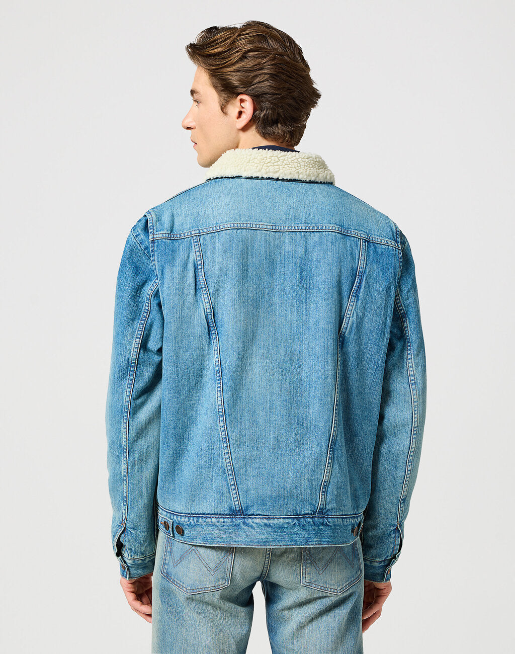 Męska Kurtka Jeansowa Wrangler 124MJ Sherpa Sage Wash 112357271 W4MS008821