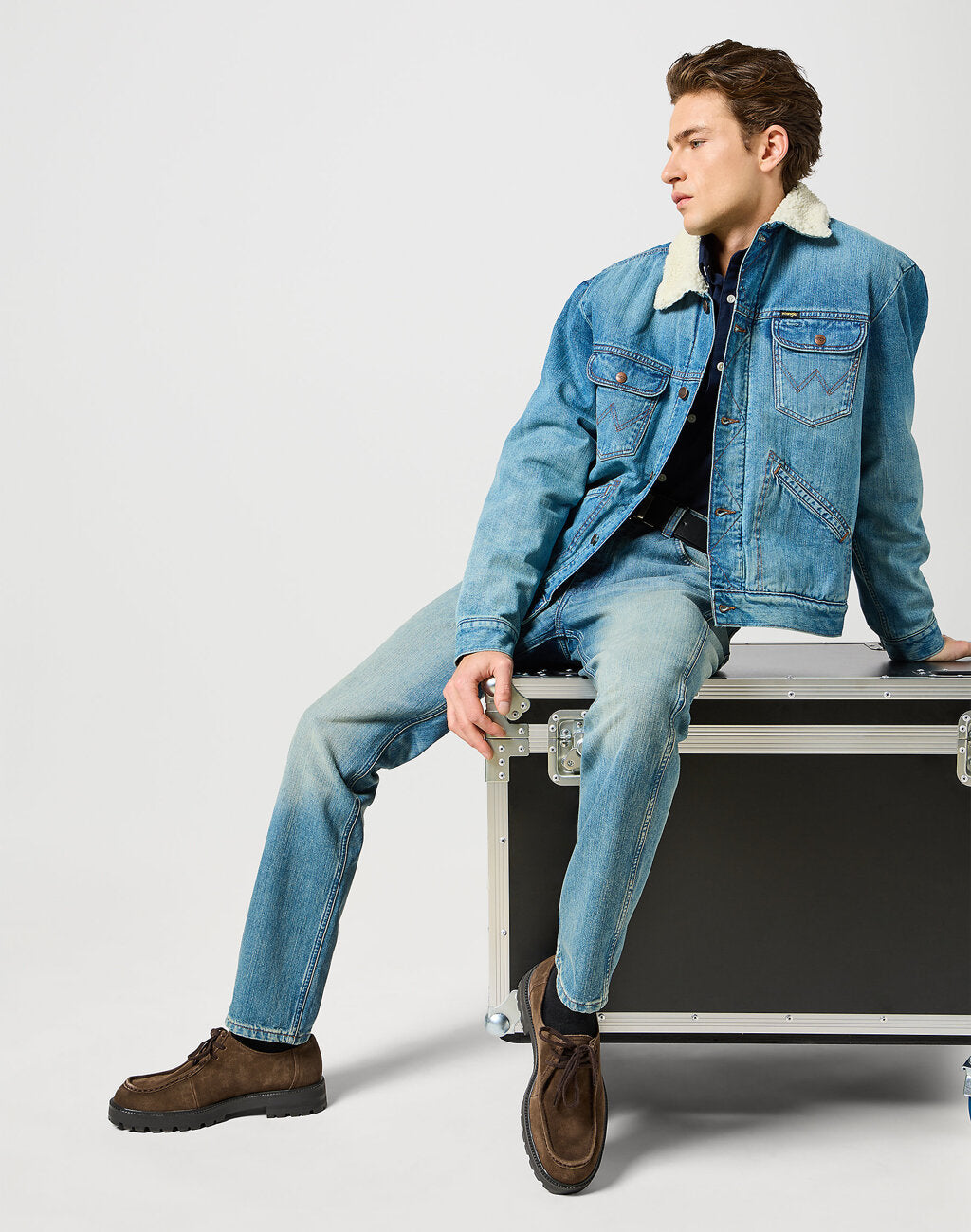 Męska Kurtka Jeansowa Wrangler 124MJ Sherpa Sage Wash 112357271 W4MS008821