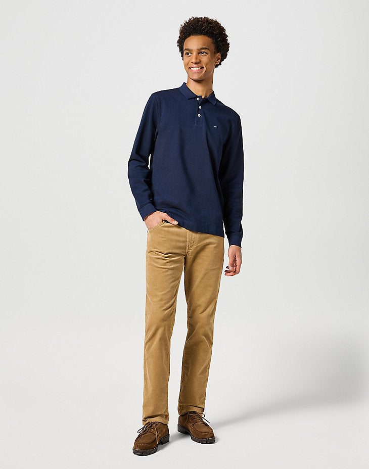 WRANGLER MĘSKI LONG SLEEVE LS REFINED POLO NAVY 112357287 W8F3017358