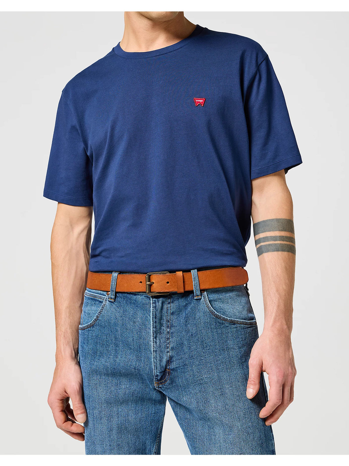 Męski Pasek Skórzany Wrangler Leather Belt Cognac 112358070 Premium W0N7014672