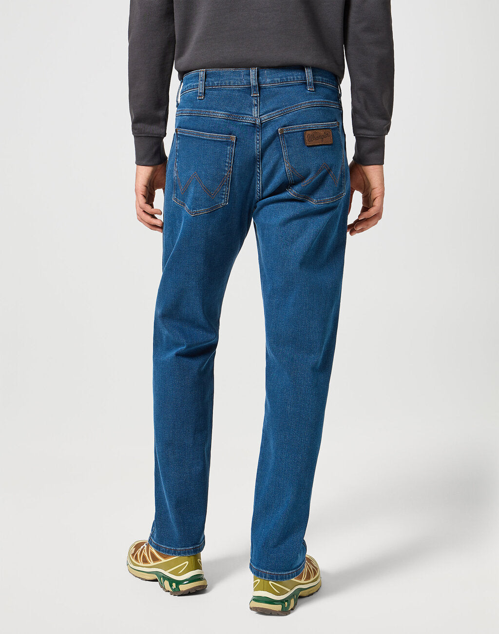 WRANGLER MĘSKIE SPODNIE JEANSOWE FRONTIER BLUE GREY 112355017 W16V017416