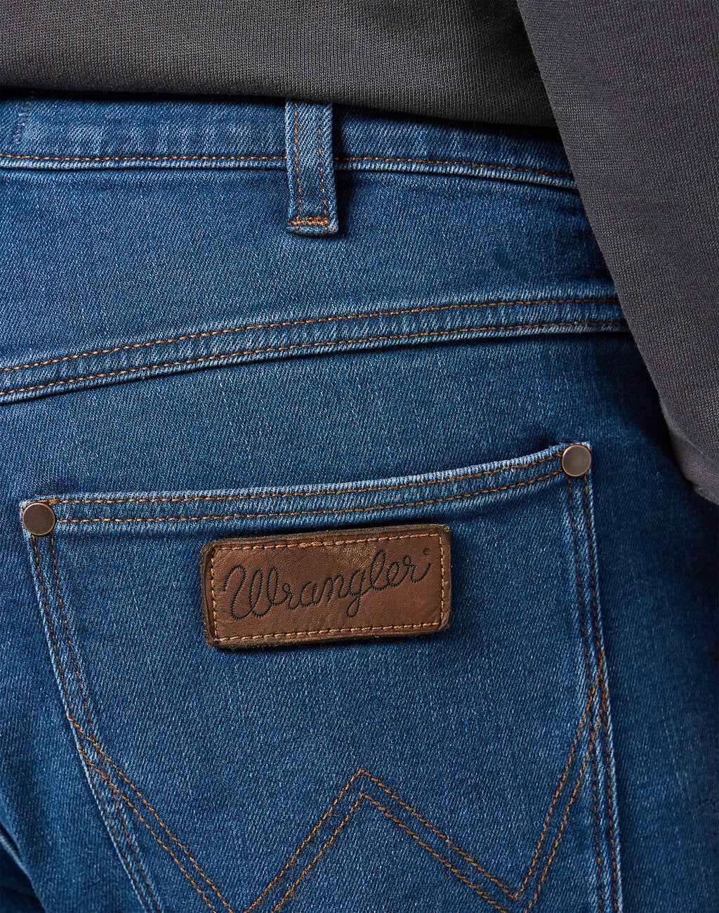 WRANGLER MĘSKIE SPODNIE JEANSOWE FRONTIER BLUE GREY 112355017 W16V017416