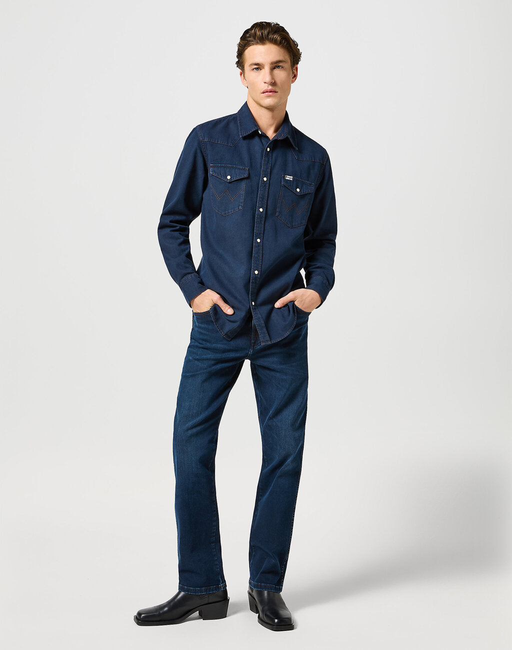 WRANGLER MĘSKIE SPODNIE JEANSOWE TEXAS MIDNIGHT RODEO 112356792 W121017433
