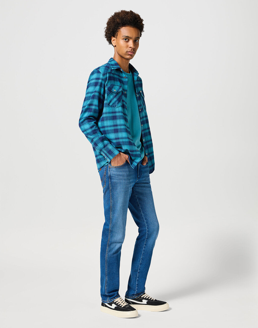 WRANGLER MĘSKIE SPODNIE JEANSOWE TEXAS SLIM RAINDROP 112355028 W12S017418