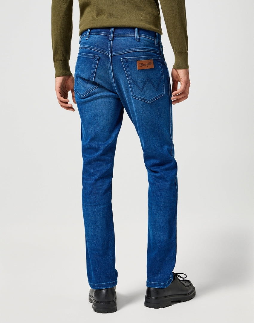 Męskie Spodnie Jeansowe Wrangler Texas Slim Blue Jam 112358217