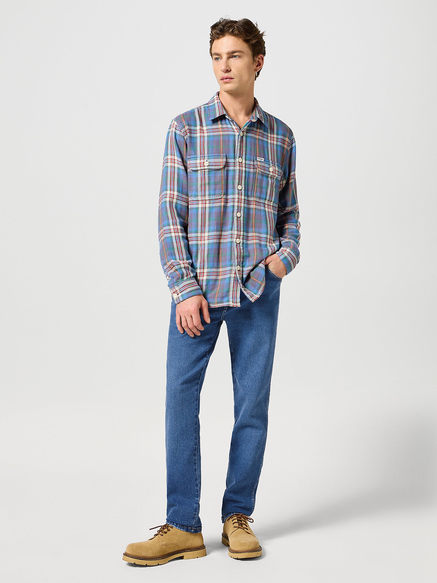Męskie Spodnie Jeansowe Wrangler Texas Slim Ridge Wash 112358218